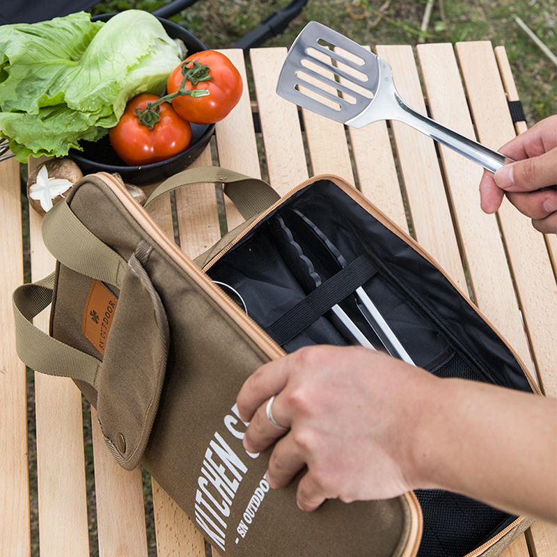 Camping Cooking Organizer - Juego de Utensilios de Cocina para