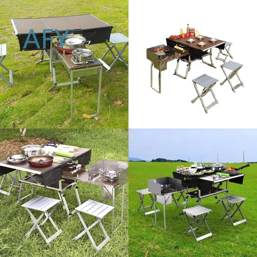 Camping Cooking Dining Set - Remolque de Comida Plegable Portátil para