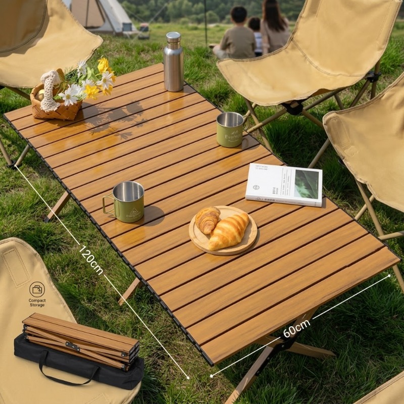 Camping Cooking Table - Mesa plegable portátil para preparar rollos