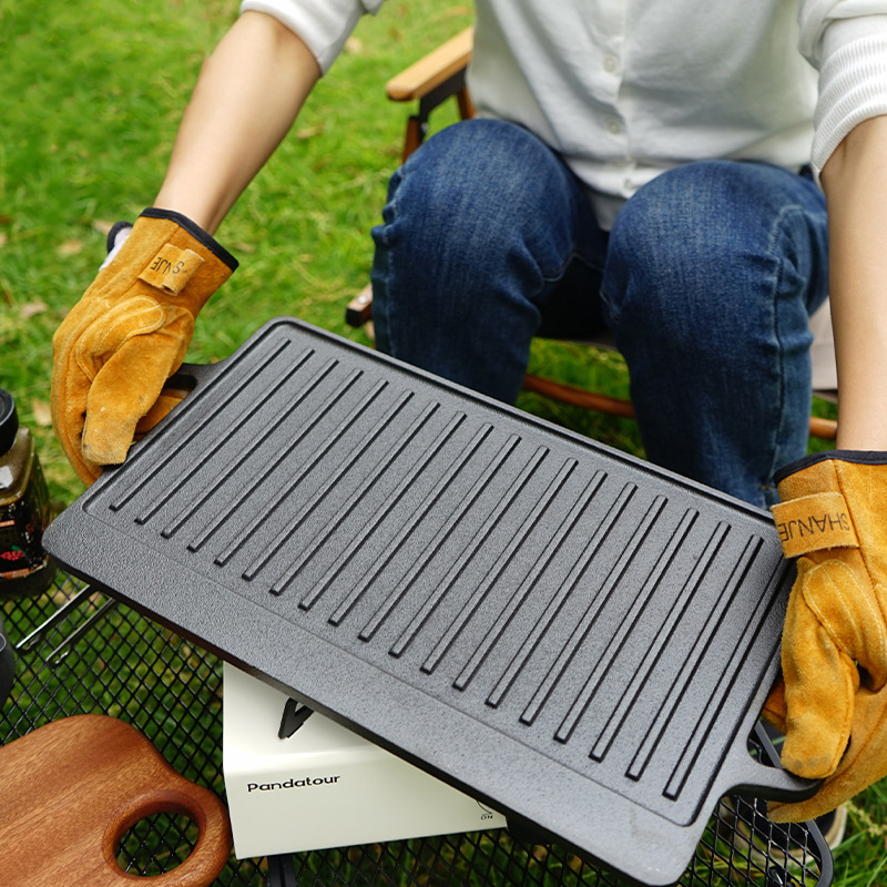 Camping Cooking Flat Top - Plancha de hierro fundido de doble