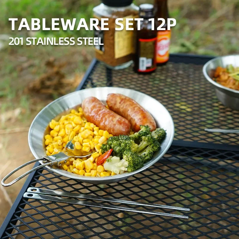 Juego de vajilla portátil para - Camping Cooking Dining Set reseña y precio
