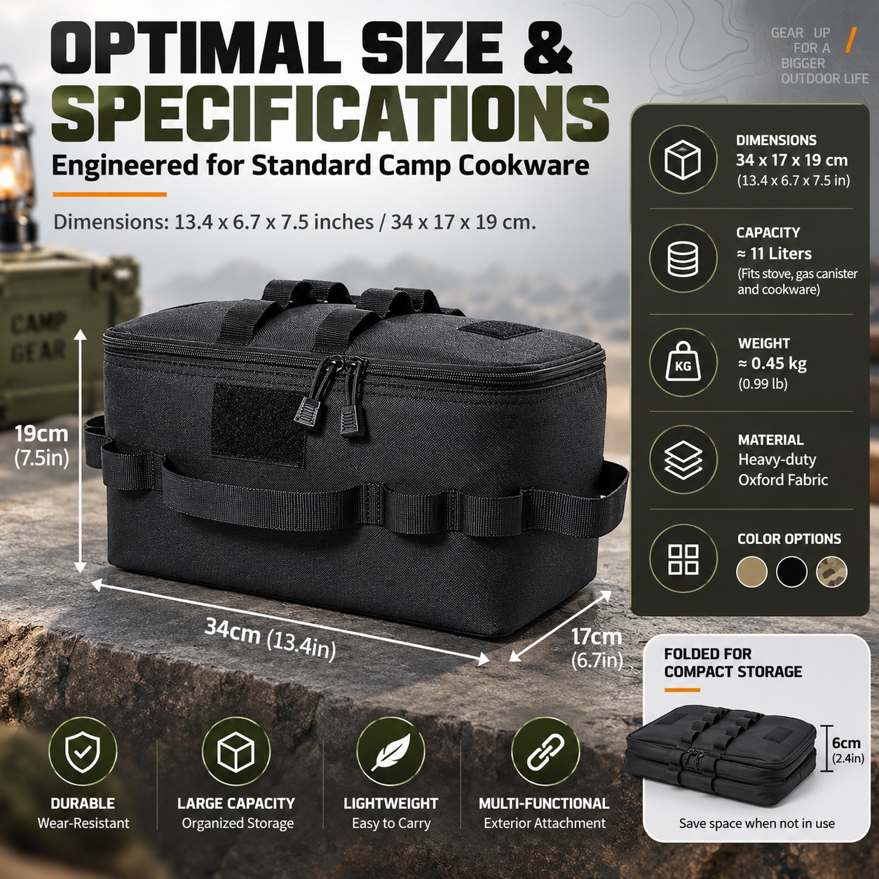 Bolsa de almacenamiento táctic - Camping Cooking Organizer reseña y precio