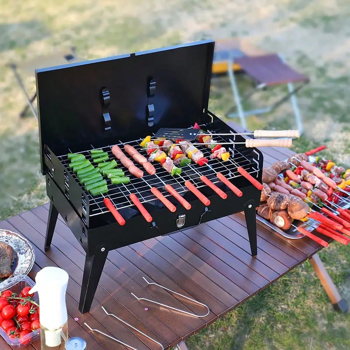 1 unidad: parrilla portátil pe - Camping Hiking Cooking reseña y precio