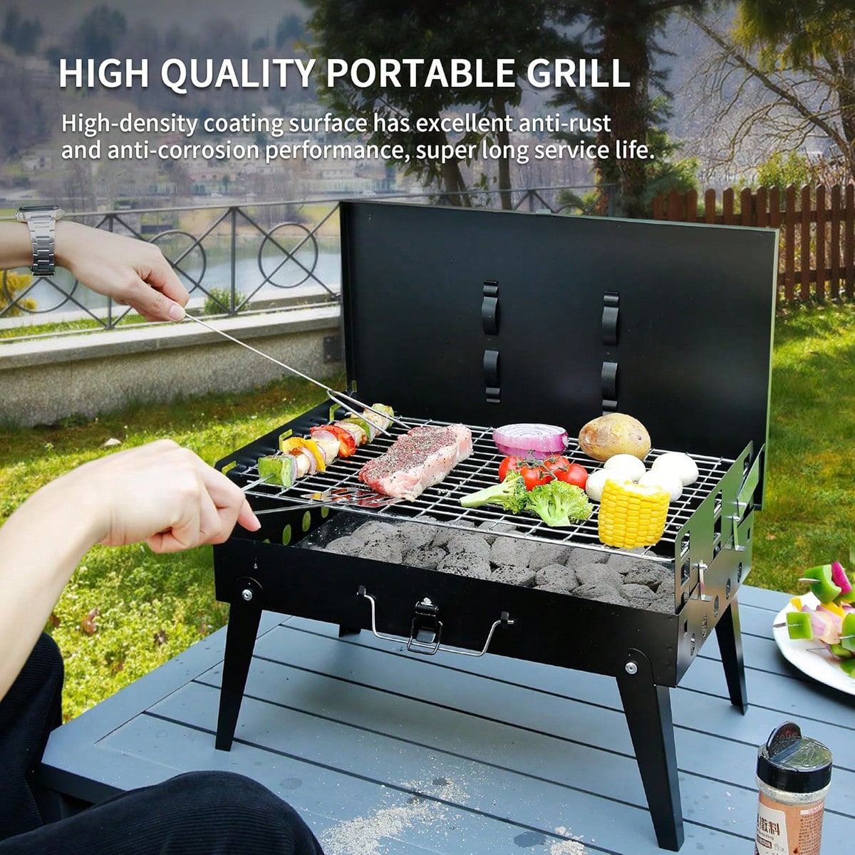 1 unidad: parrilla portátil pe - Camping Hiking Cooking reseña y precio
