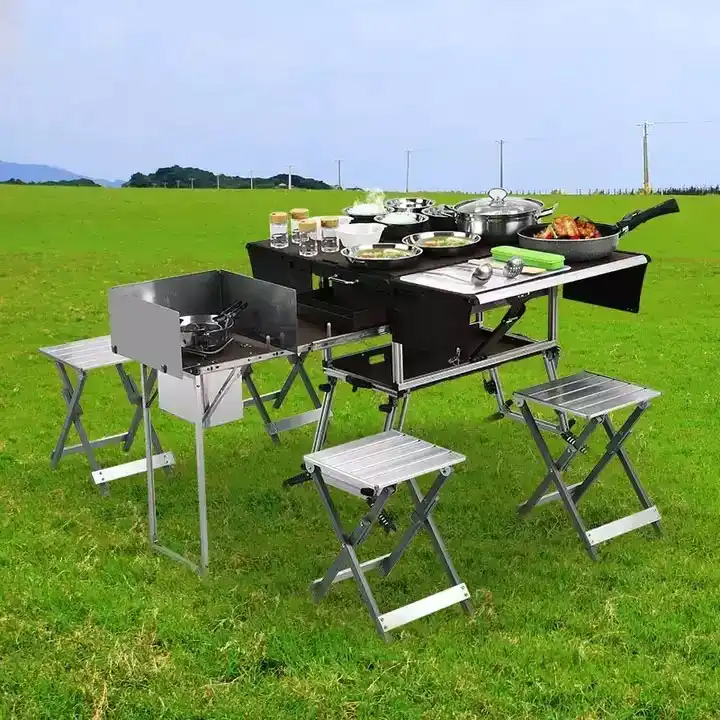 Remolque de comida plegable po - Camping Cooking Dining Set reseña y precio